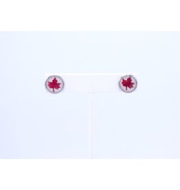 12mm Stud Maple Leaf Earrings - White