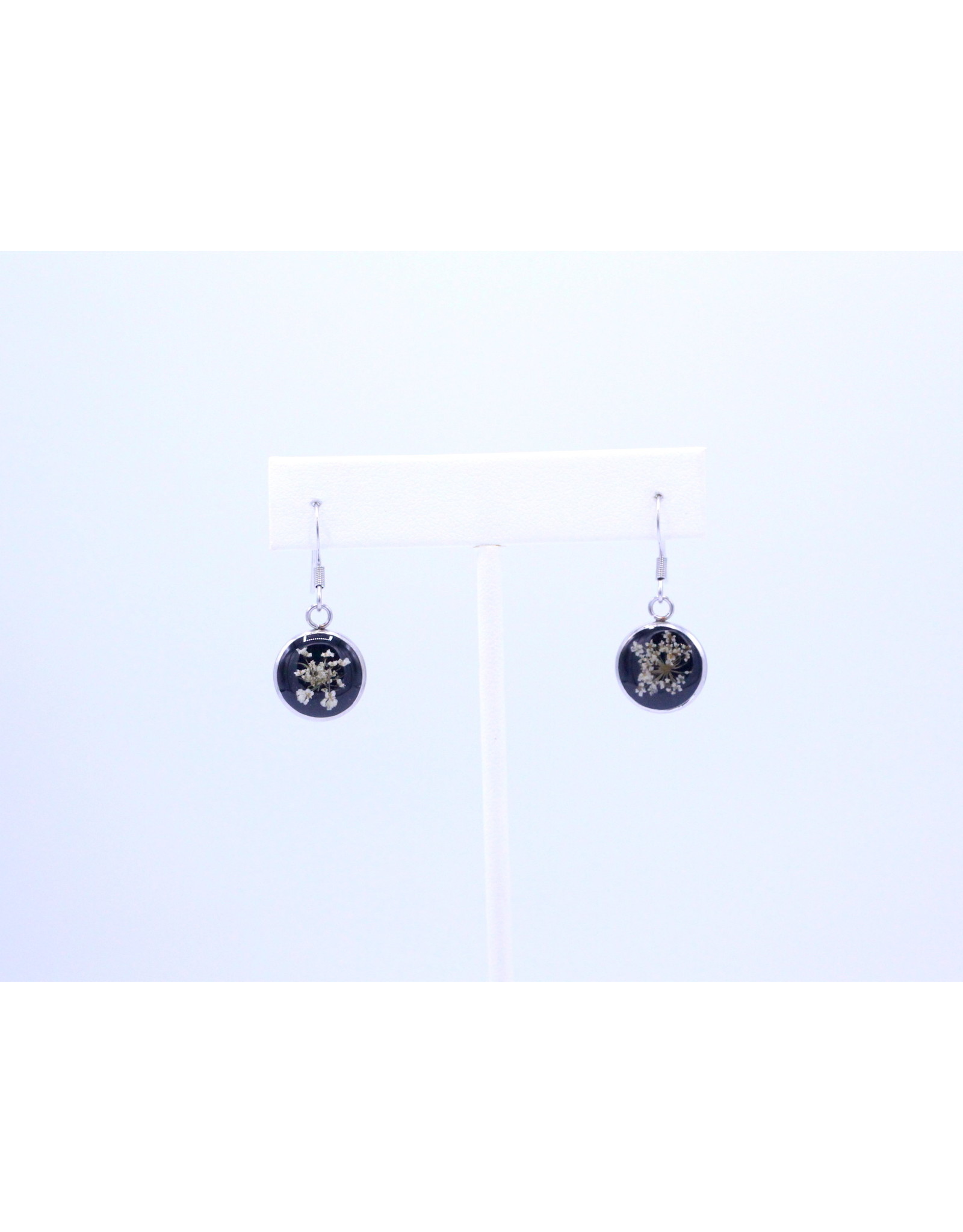 12mm Boucles d'Oreilles Queen Anne's Lace Noir - J12DQALBK2