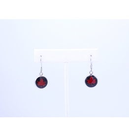 12mm Drop Maple Leaf Earrings - Black