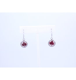 12mm Drop Maple Leaf Earrings - White