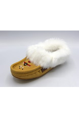 Ladies Leather Moccasin Slipper with Fur - 671L