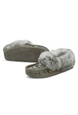 Charcoal Suede Fur Slipper Moccasin - 660L