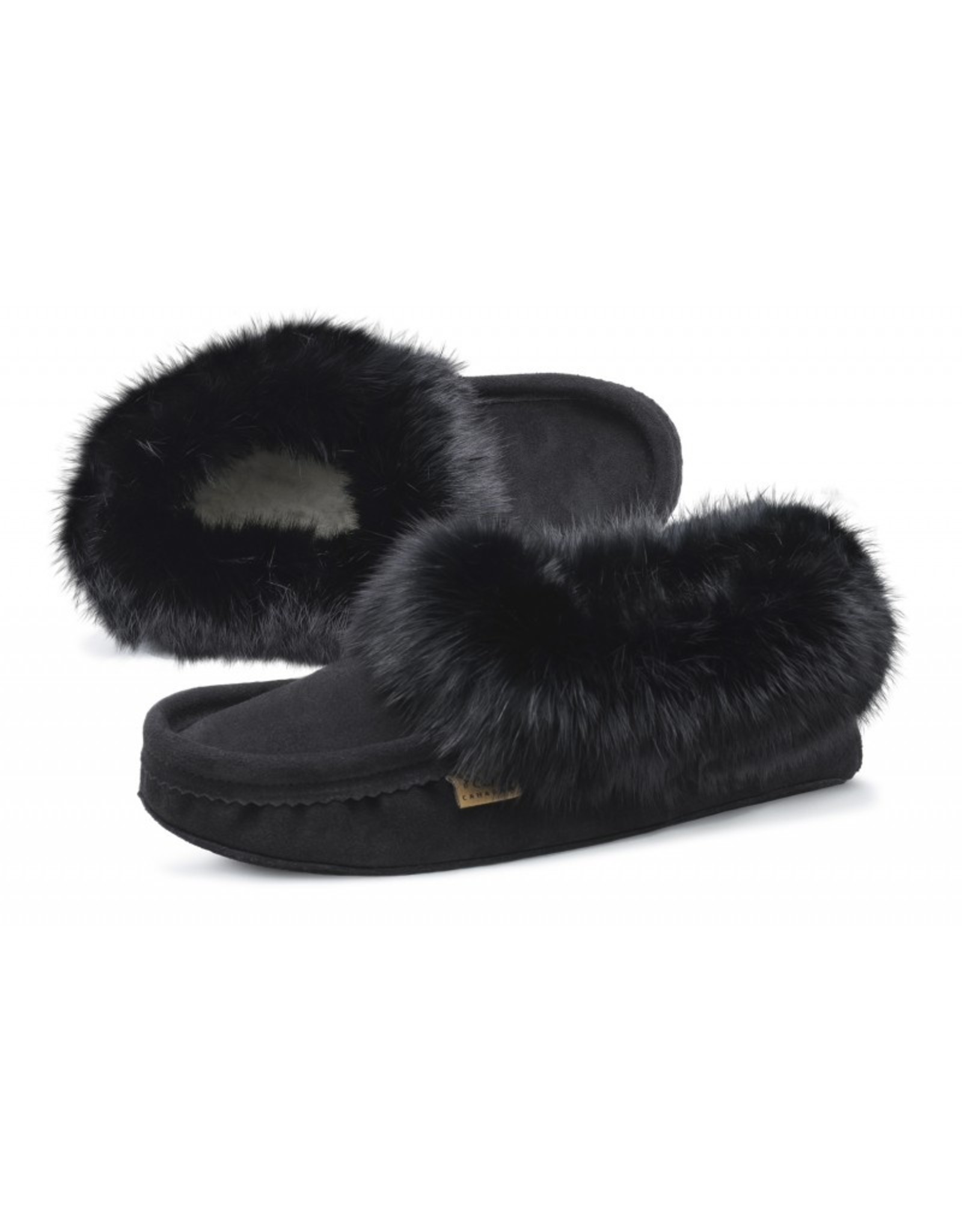 Mens Black Suede Slipper with Fur - 653M