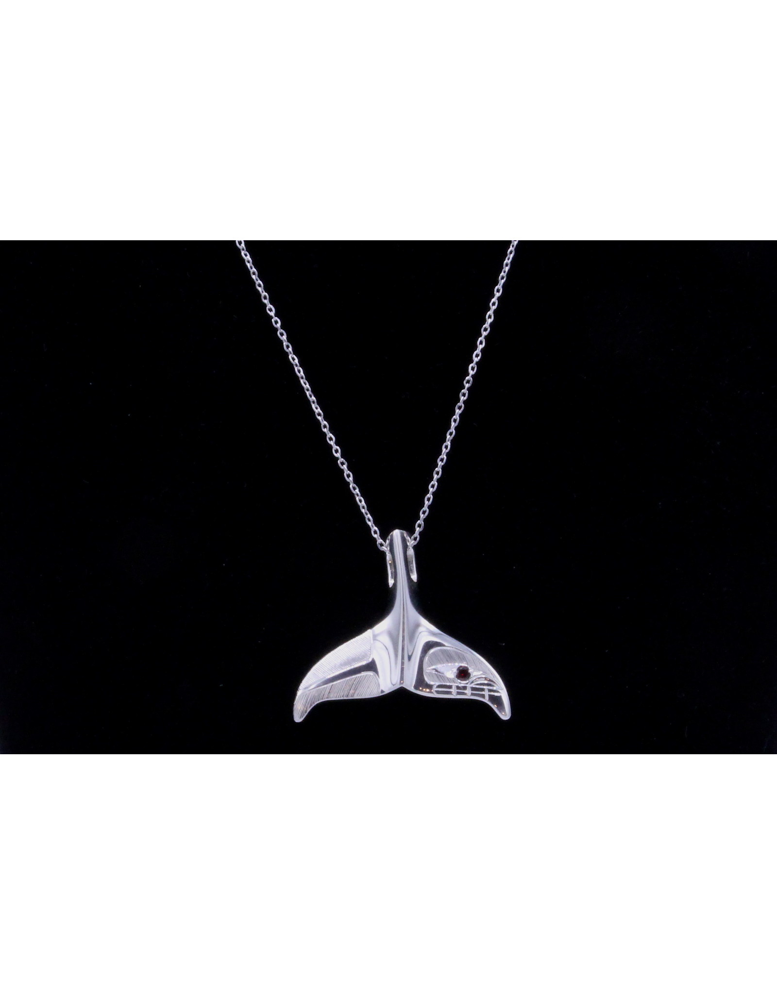 Whale Tail with Garnet Necklace by Hollie Bear - HBN02
