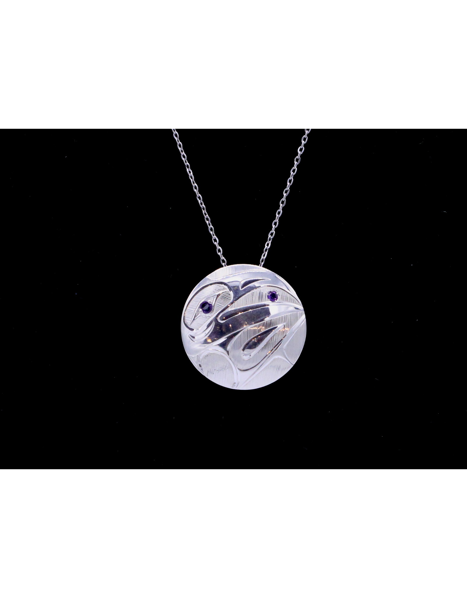 Round Raven with Amethyst Necklace by Hollie Bear - HBN14