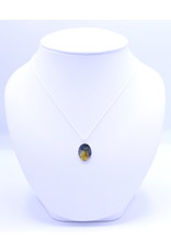 Quebec Blue Flag Iris 18x13mm Silver Necklace - QC1813S