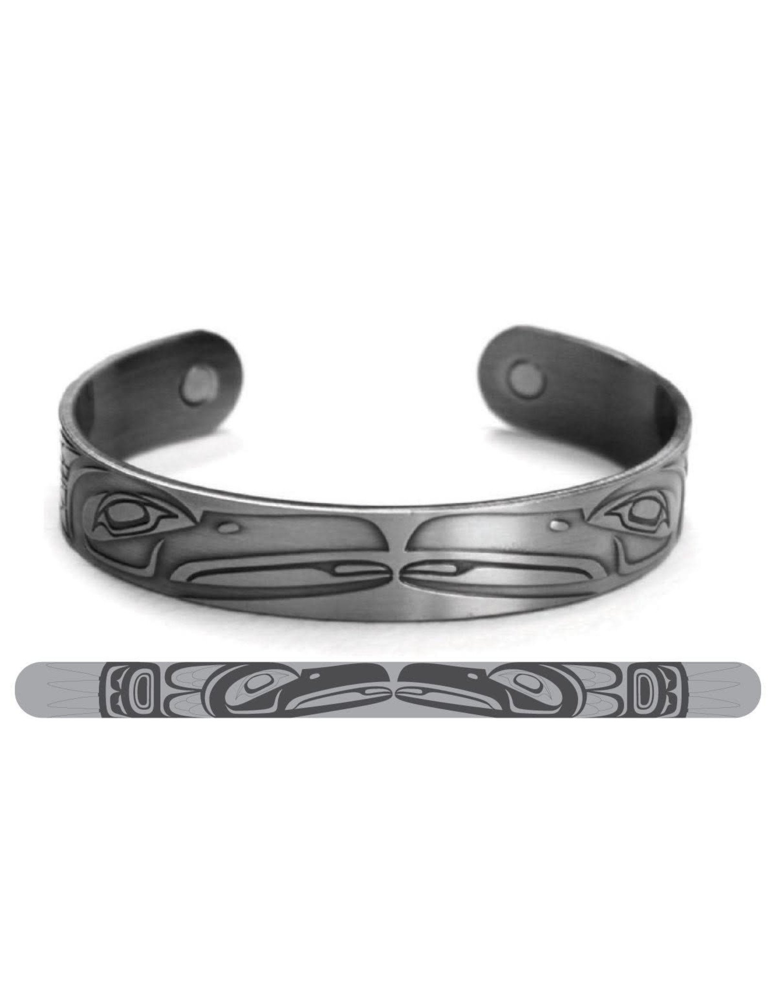 Haida Cuffs Brushed Silver - Raven by Paul Windsor - ABR10