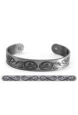 Haida Cuffs Brushed Silver Salmon by Paul Windsor - ABR11