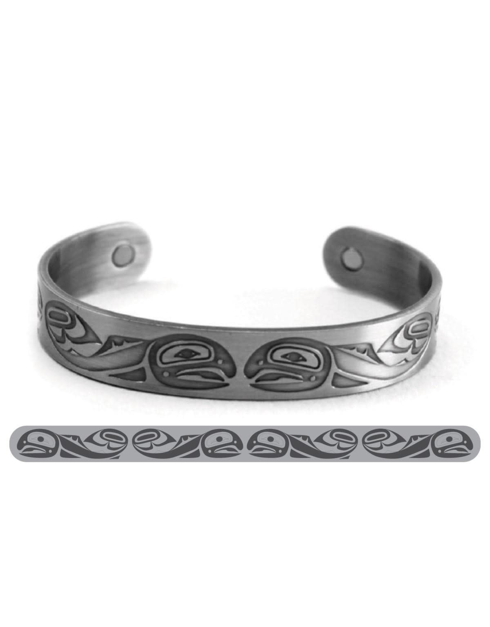 Bracelet Haida en Argent Brossé - Salmon par Paul Windsor - ABR11