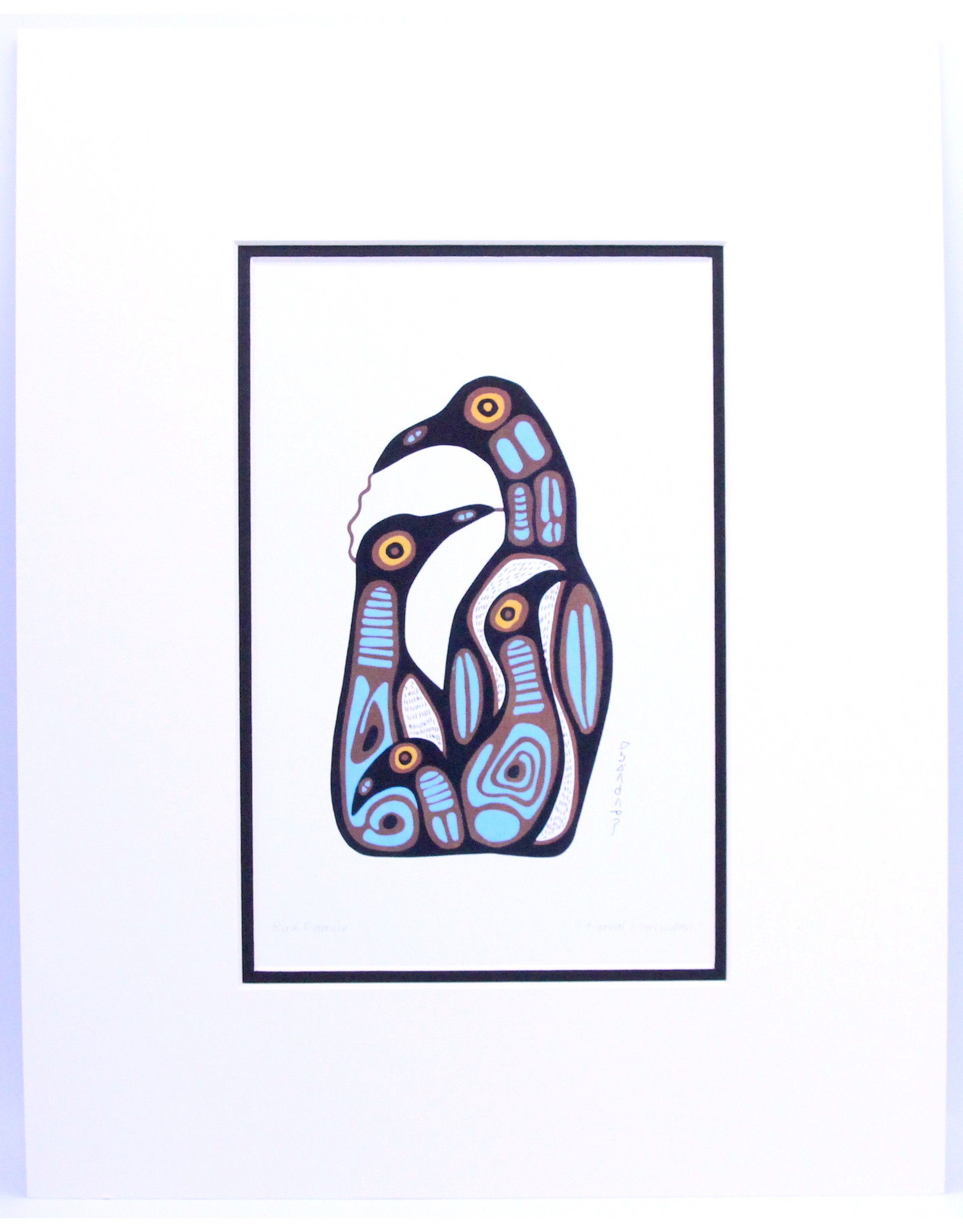 Bird Family by Norval Morrisseau Matted