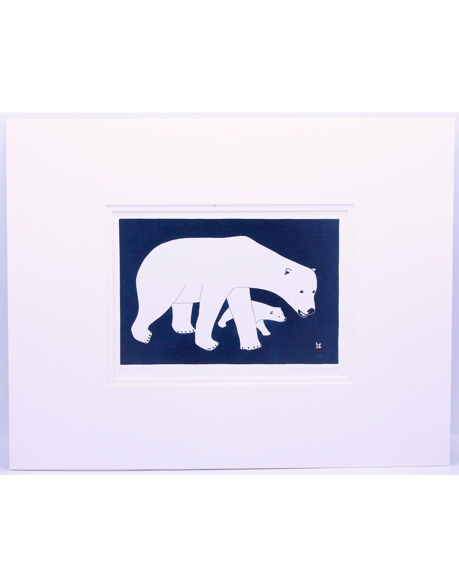 Bears on Blue by Kananginak Pootoogok Matted