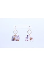 Long Drop Earrings with Hammered Gold Loops - SPOG1