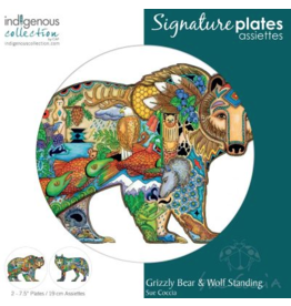 Grizzly bear & Wolf Standing by Sue Coccia Plate