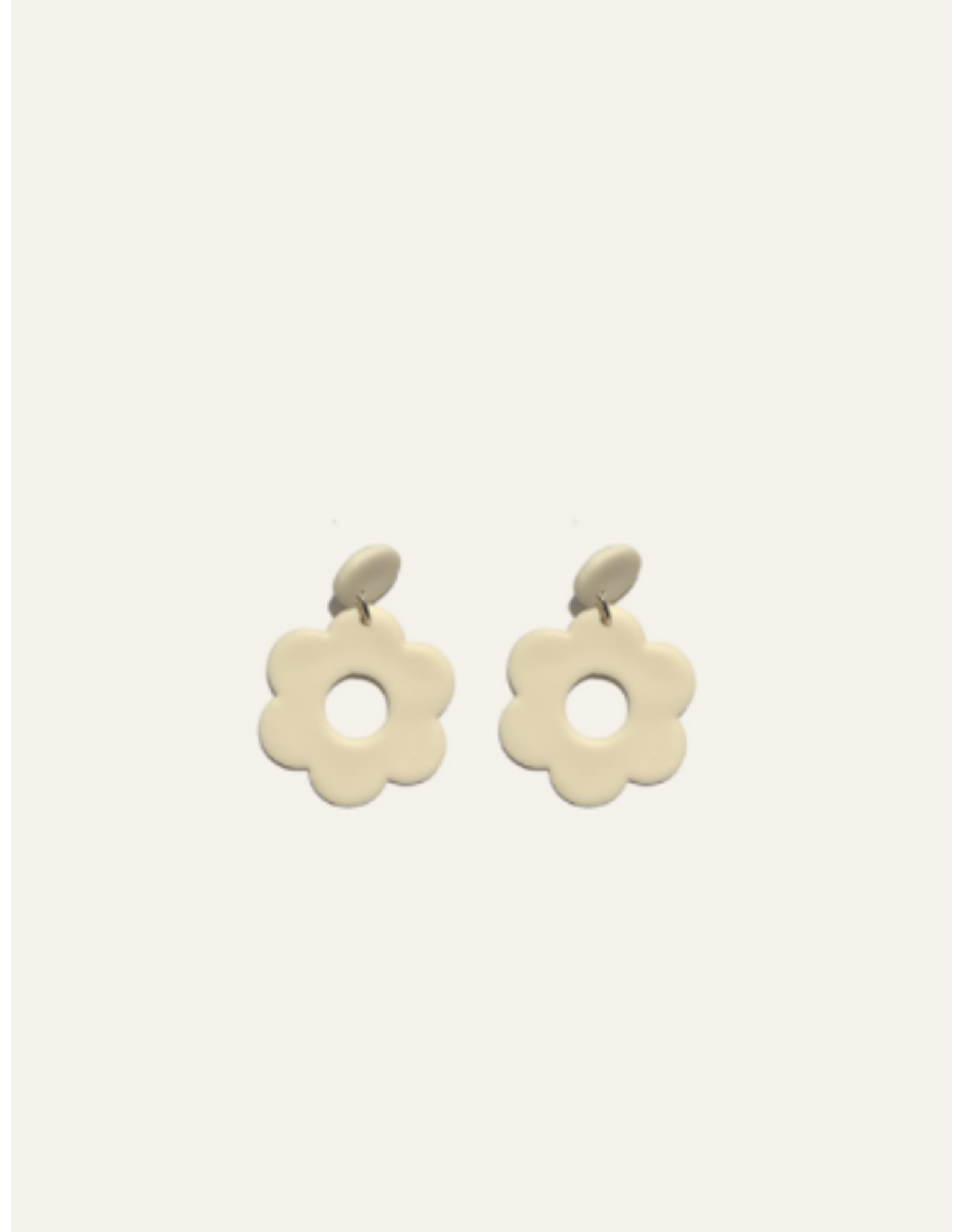 Clay Floral Earrings - Bone
