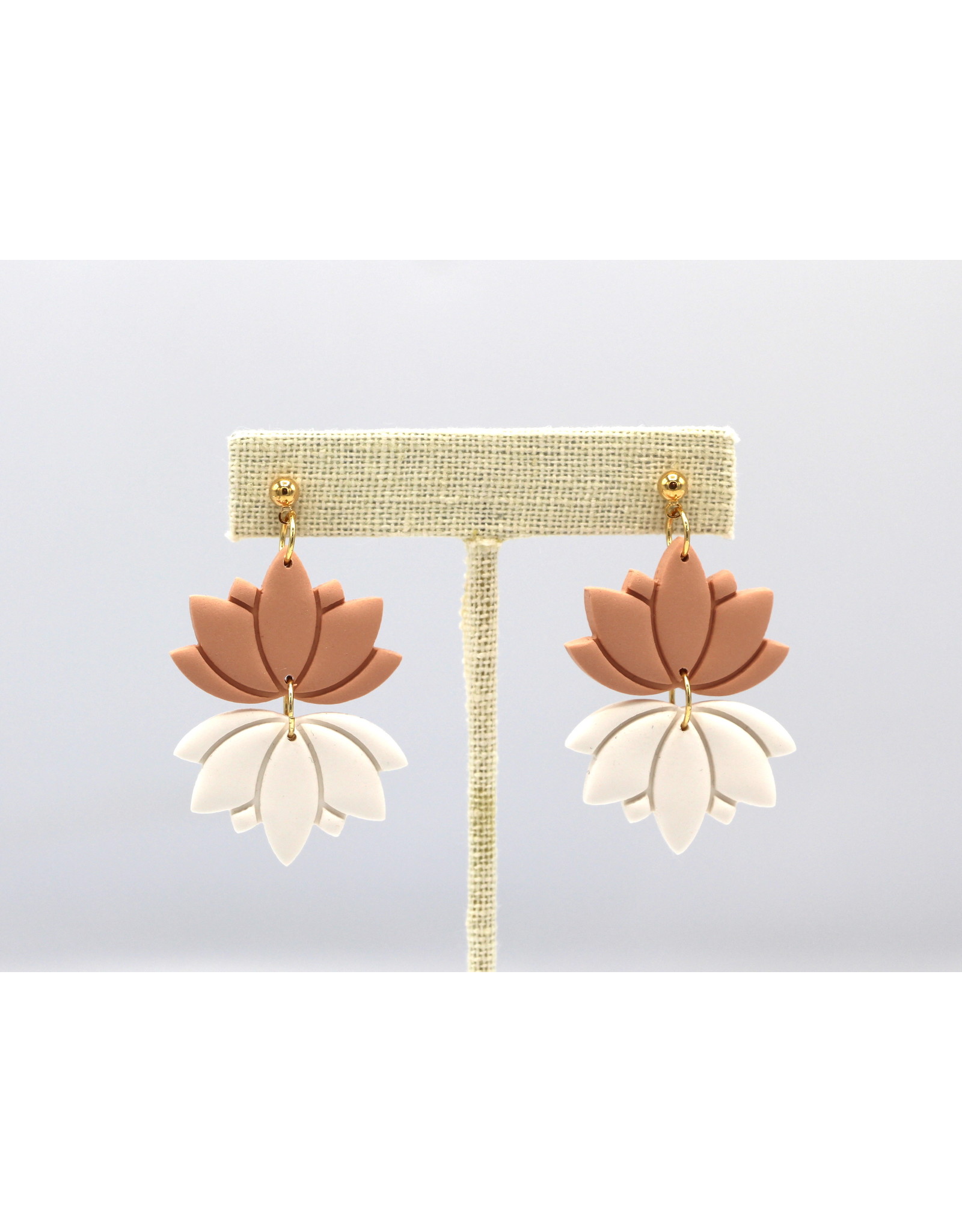 Clay Earrings - Double Lotus