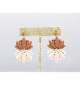Clay Earrings - Double Lotus
