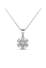 Collier "Snowflake" Argent avec Diamant - PLDP04