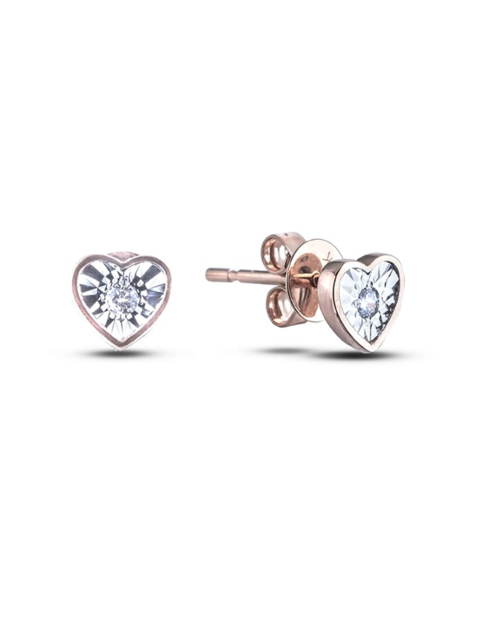 Boucles d'Oreiller Coeur Or Rose - PLDE12