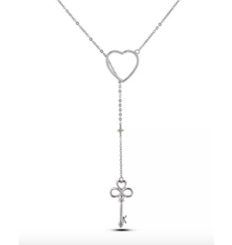 Heart & Key Silver & Gold Pendant