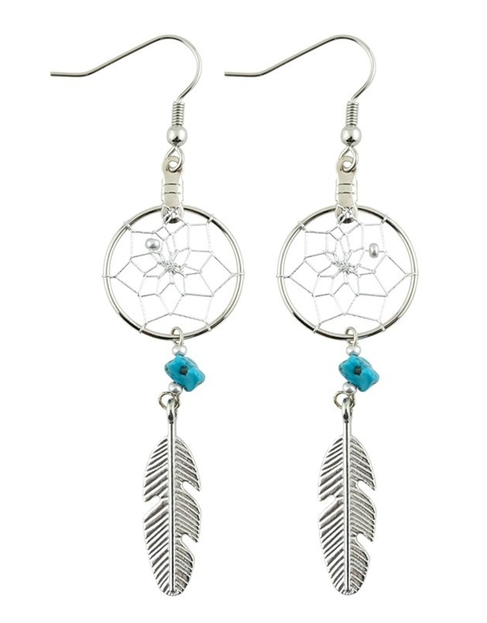 Boucles d'Oreilles Capteur de Rêves Turquoise - DC5