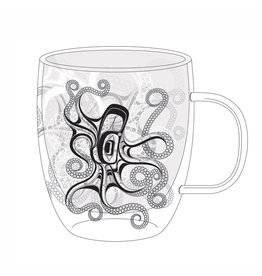 Double Walled Glass Mug - Octopus by Ernest Swanson