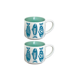 Ceramic Espresso Mugs (Salmon In the Wild) - sets of 2