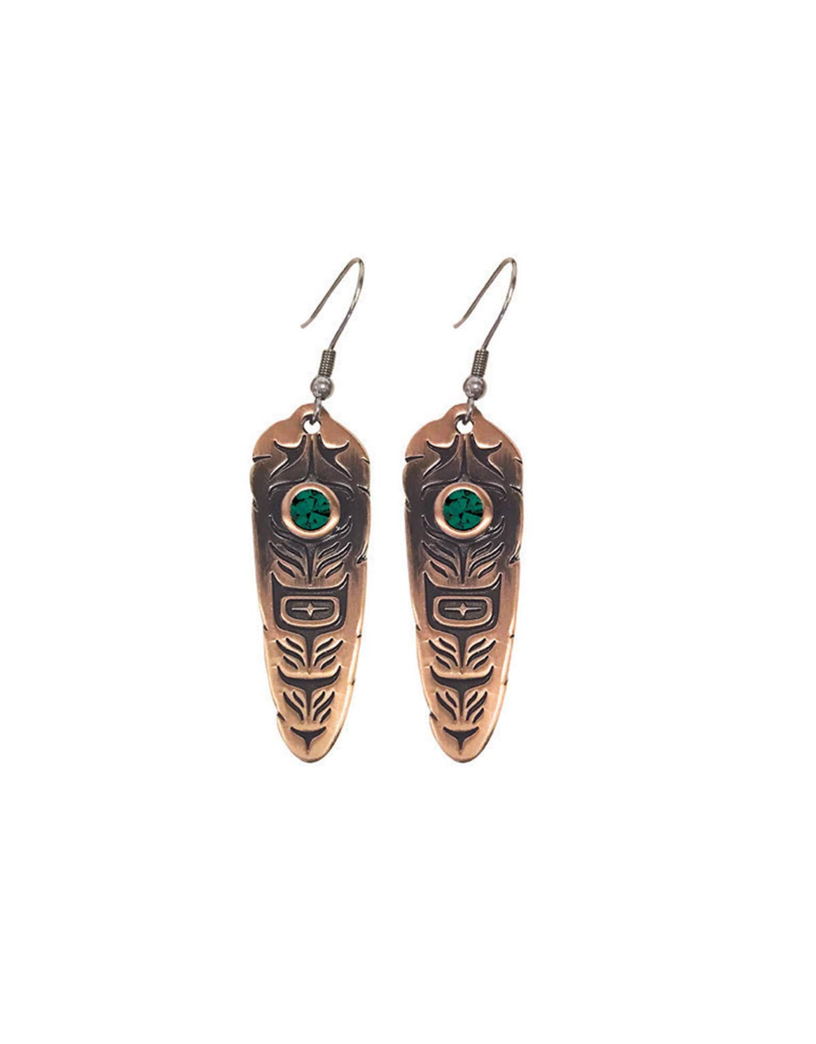 Sacred Feather Earrings (Emerald) SFE14