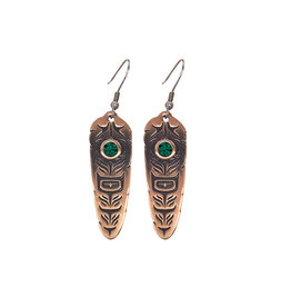 Sacred Feather Earrings (Emerald)