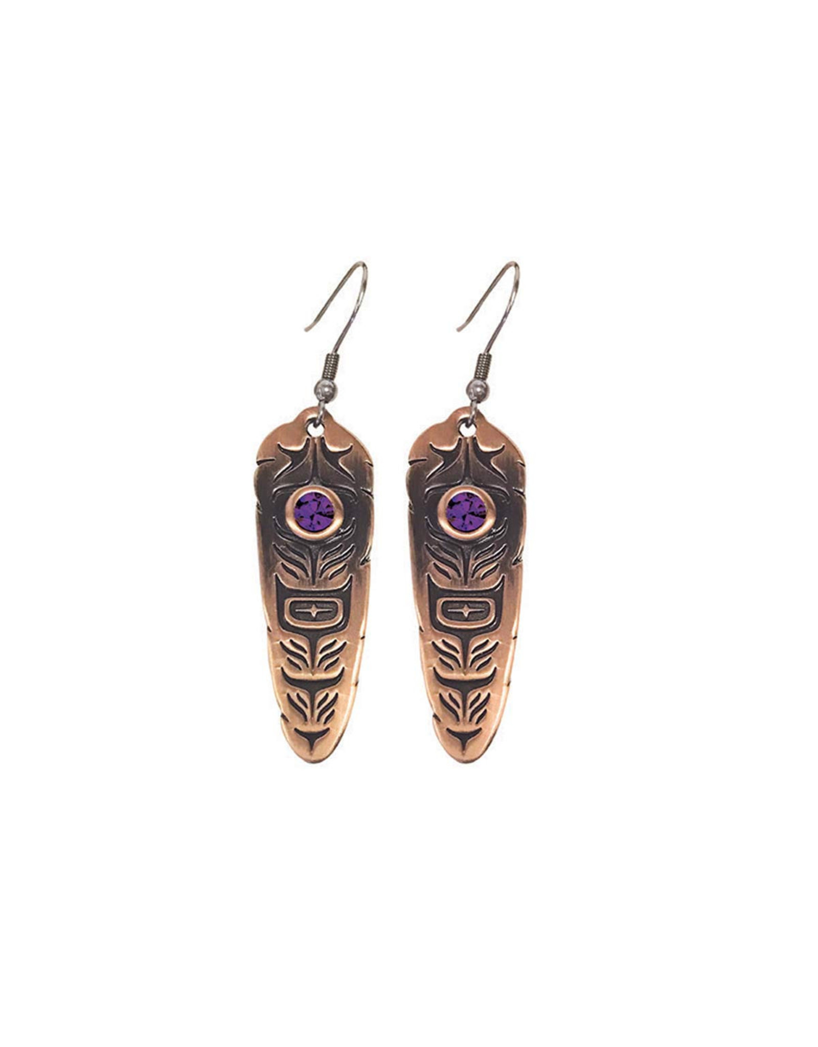 Sacred Feather Earrings (Amethyst) SFE15