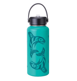 Wide Mouth Insulated Bottle - Raven Fin Killer Whale (32 oz)