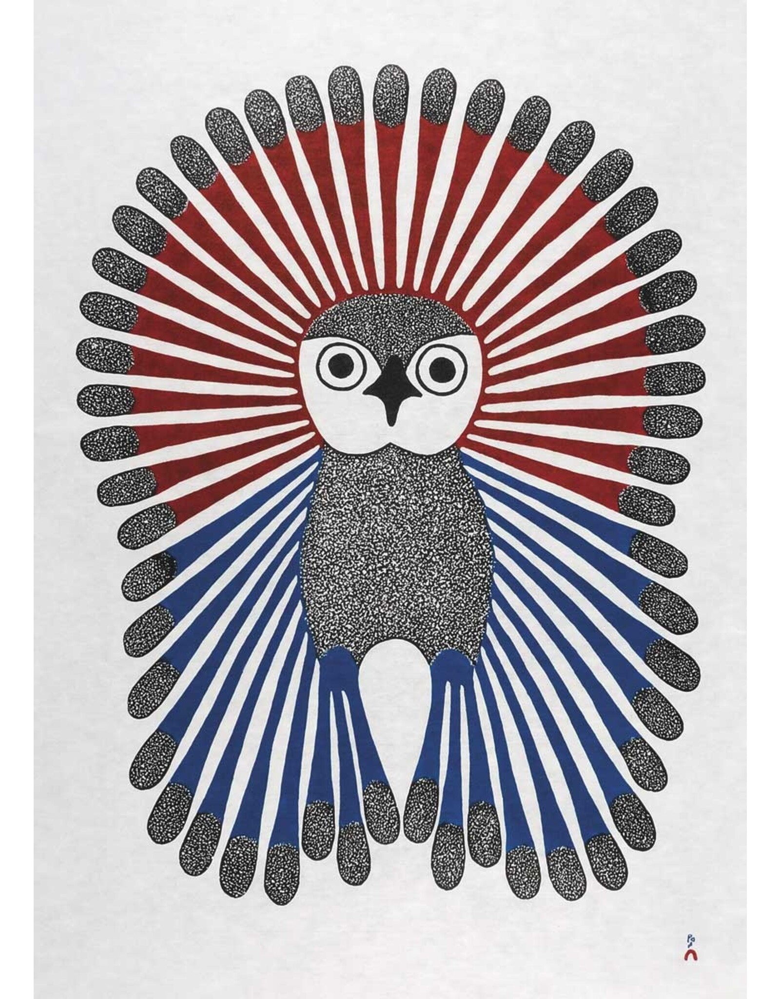 Vibrant Young Owl by Kenojuak Ashevak Matted