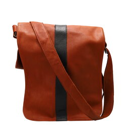 Sac de Travail en Cuir de Buffle Brun avec Bande Noir