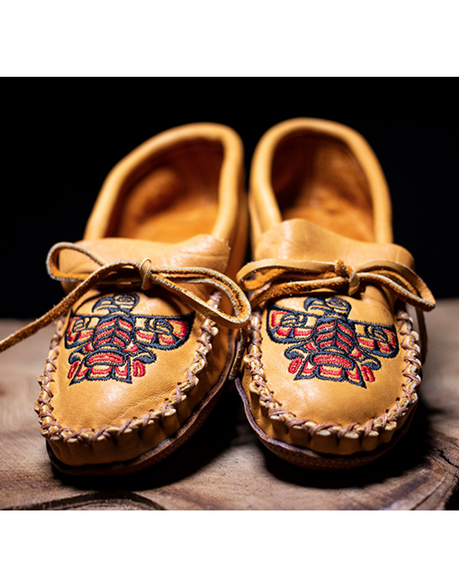 Moose Hide Moccasin Gold & Brown with Eagle Embroidery - Men
