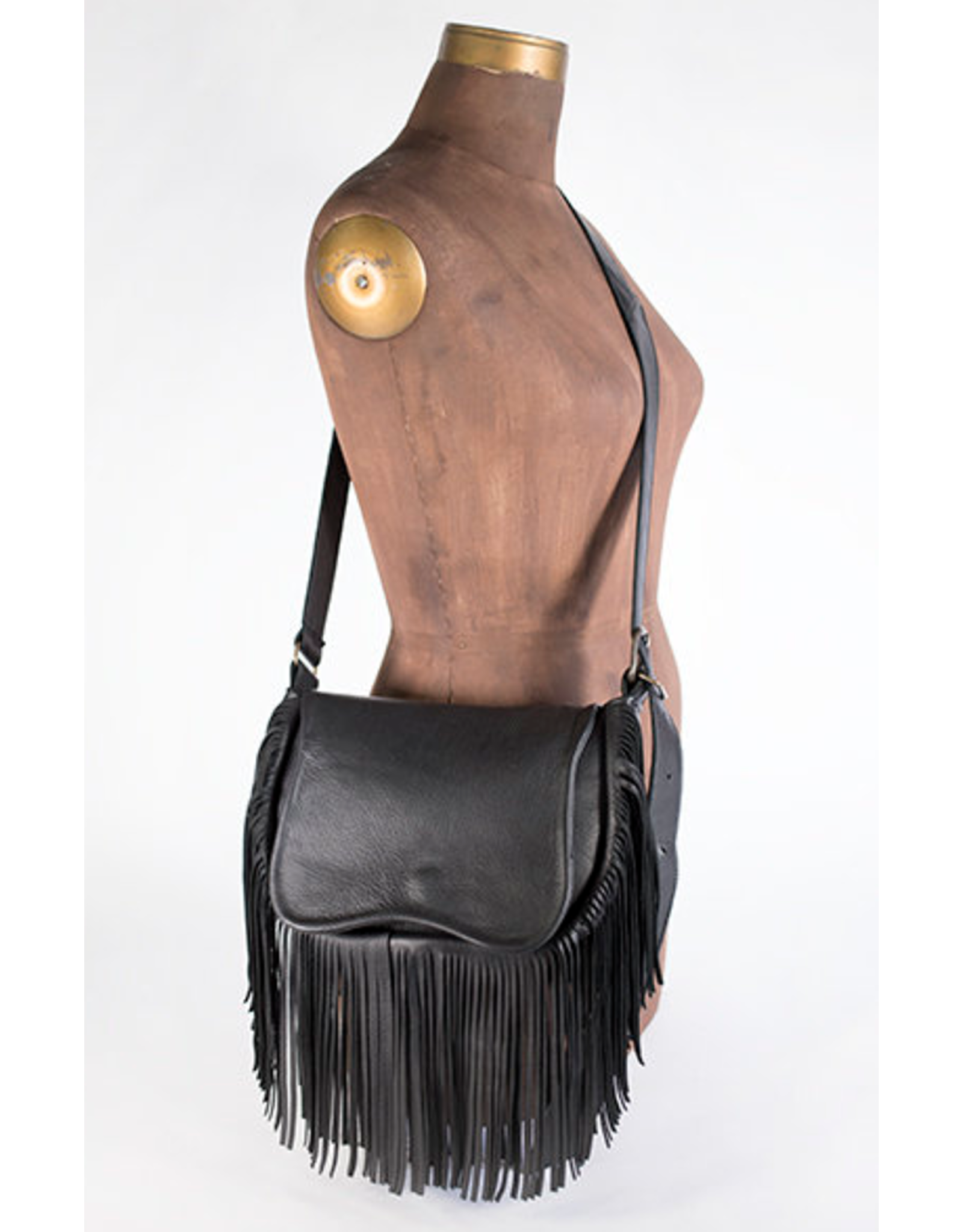 Buffalo Hide Saddle Bag with Fringe