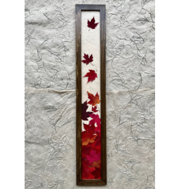 5x31 Maple Leaves Skinny Red - Walnut Frame