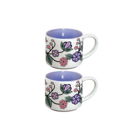 Ceramic Espresso Mugs (Ojibwe Florals) - Set of 2