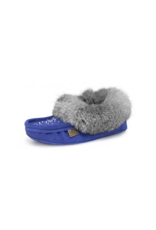 Ladies Royal Blue Suede Fur Moccasin Slipper - 600RBL