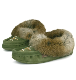 Forest Green Slipper with Fur