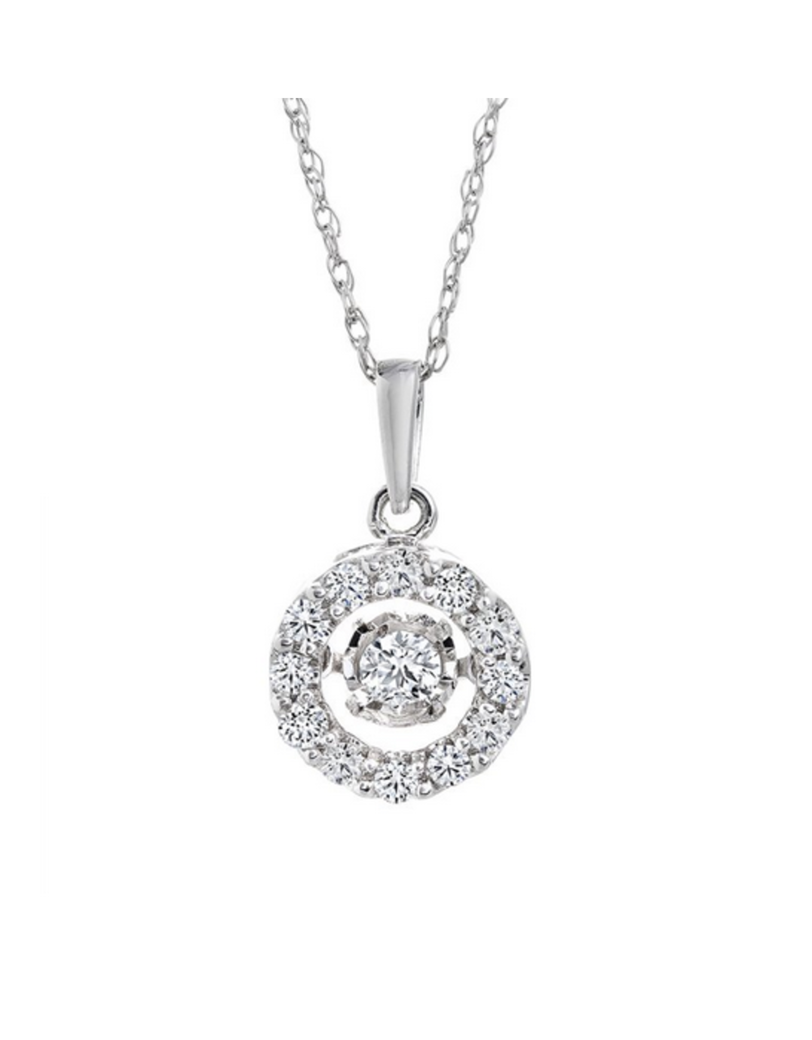 Pendentif Or Blanc Rond avec Diamants - CR-P5261