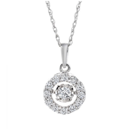 Pendentif Or Blanc Rond avec Diamants