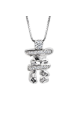 Pendentif Or Blanc Inukshuk avec Diamants  - CR-P52208