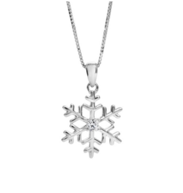 Pendentif Or Blanc Flocon avec Diamants