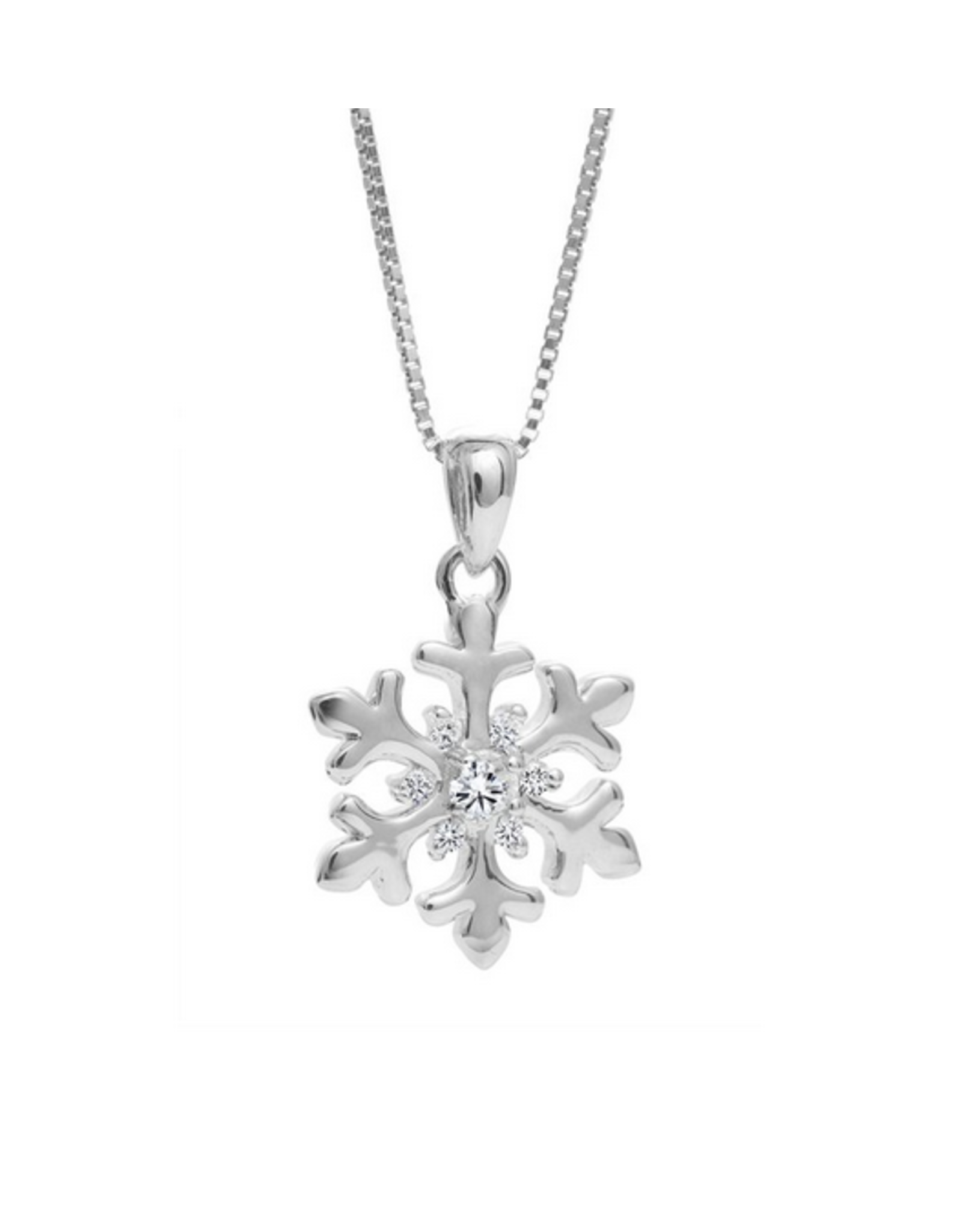 Pendentif Or Blanc Flocon avec Diamants - CR-P52444