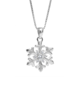 Pendentif Or Blanc Flocon avec Diamants