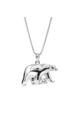 Pendentif Ours Or Blanc avec Diamants - CR-52518