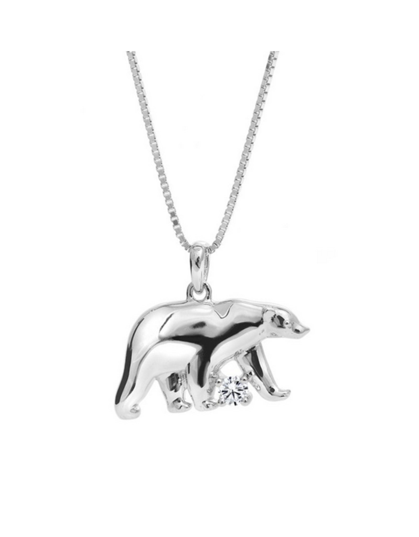 Pendentif Ours Or Blanc avec Diamants - CR-52518