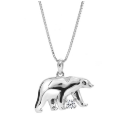 Pendentif Ours Or Blanc avec Diamants