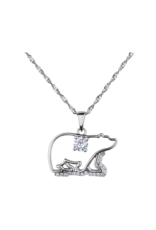 Pendentif Ours Or Blanc avec Diamants - CR-P318