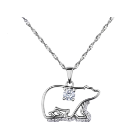 Pendentif Ours Or Blanc avec Diamants