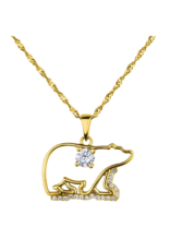Yellow Gold Bear Outline Diamond Pendant - CR-P318